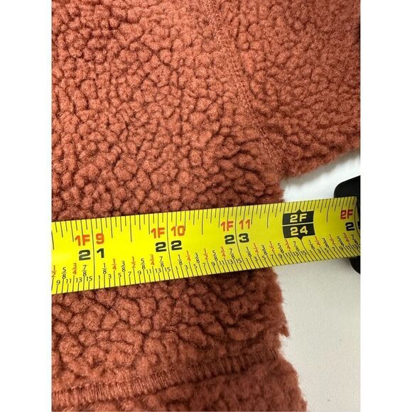 Old Navy Women Rust Fleece Sherpa Snap Button Jacket Fall Teddy Nylon Trim Sz L - Picture 6 of 9